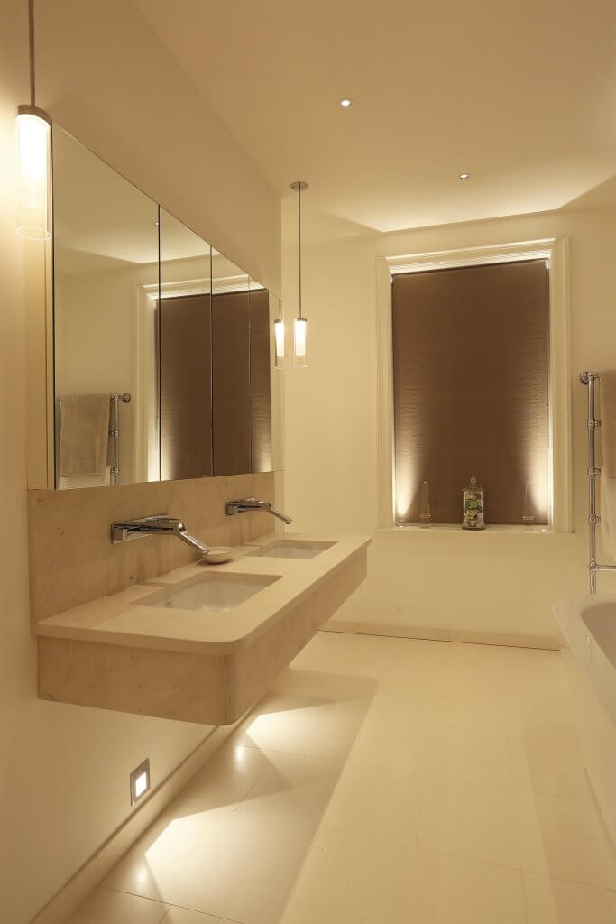 Bathroom with layered lighting