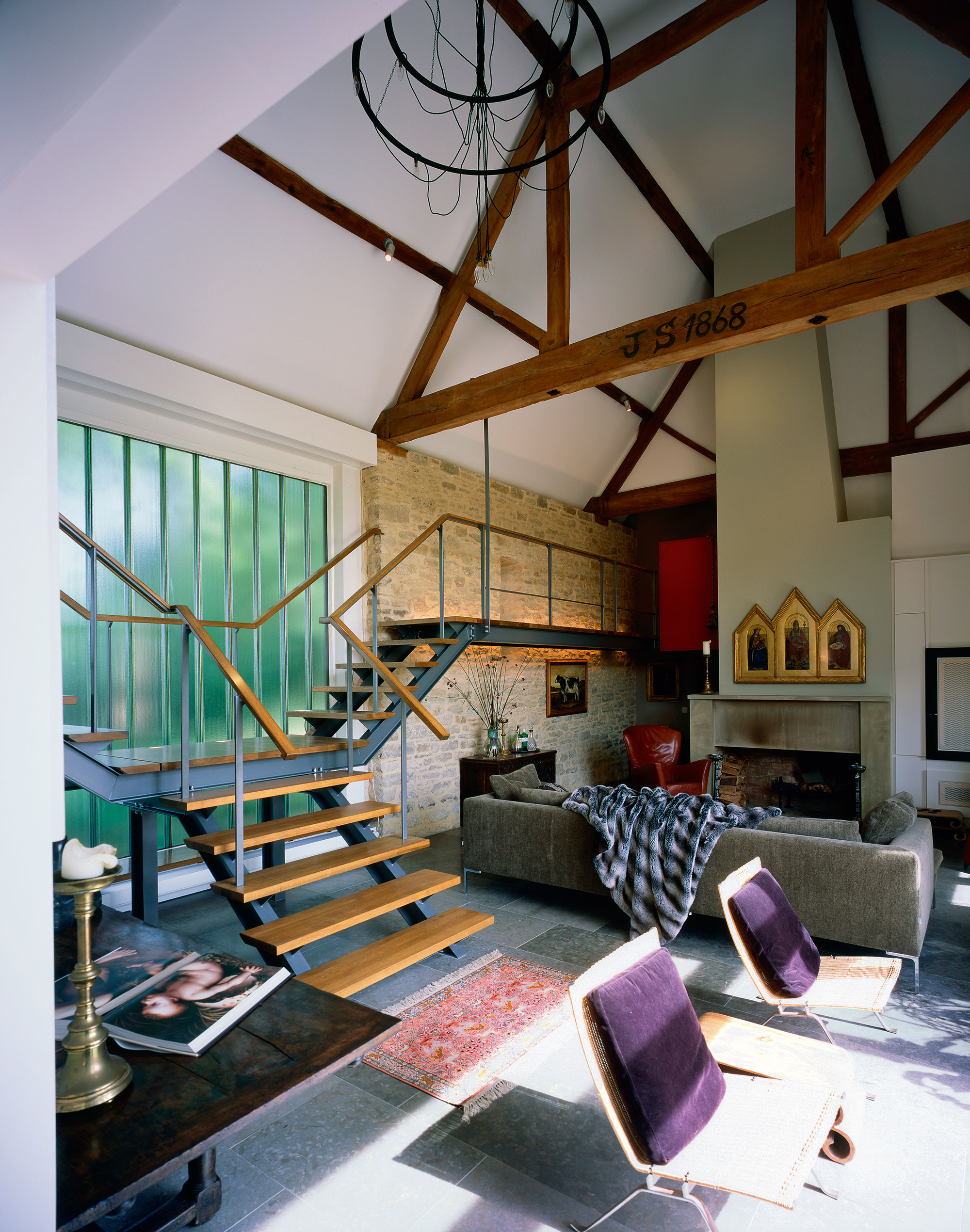 Barn conversion atrium featuring a dramatic double height