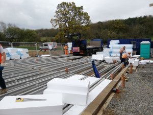 Installation of beam and block at graven hill self build site