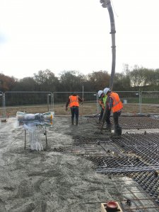 Pouring concrete slab