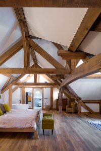 bedroom in oak frame home