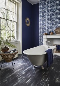 Bathroom with luxury vinyl tiles