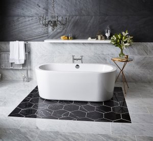 Modern bathroom with free standing tub