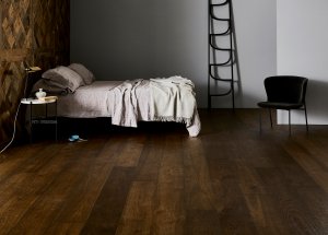 Bedroom with oak flooring