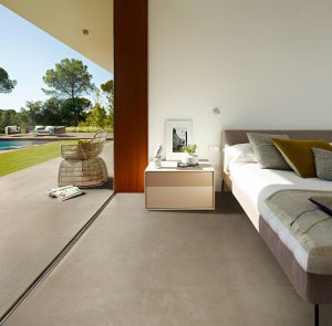 Bedroom with large glazed doors