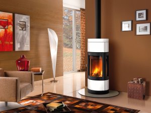 Tall stove in white