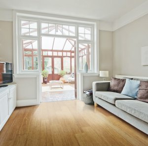 Living room with bamboo flooring