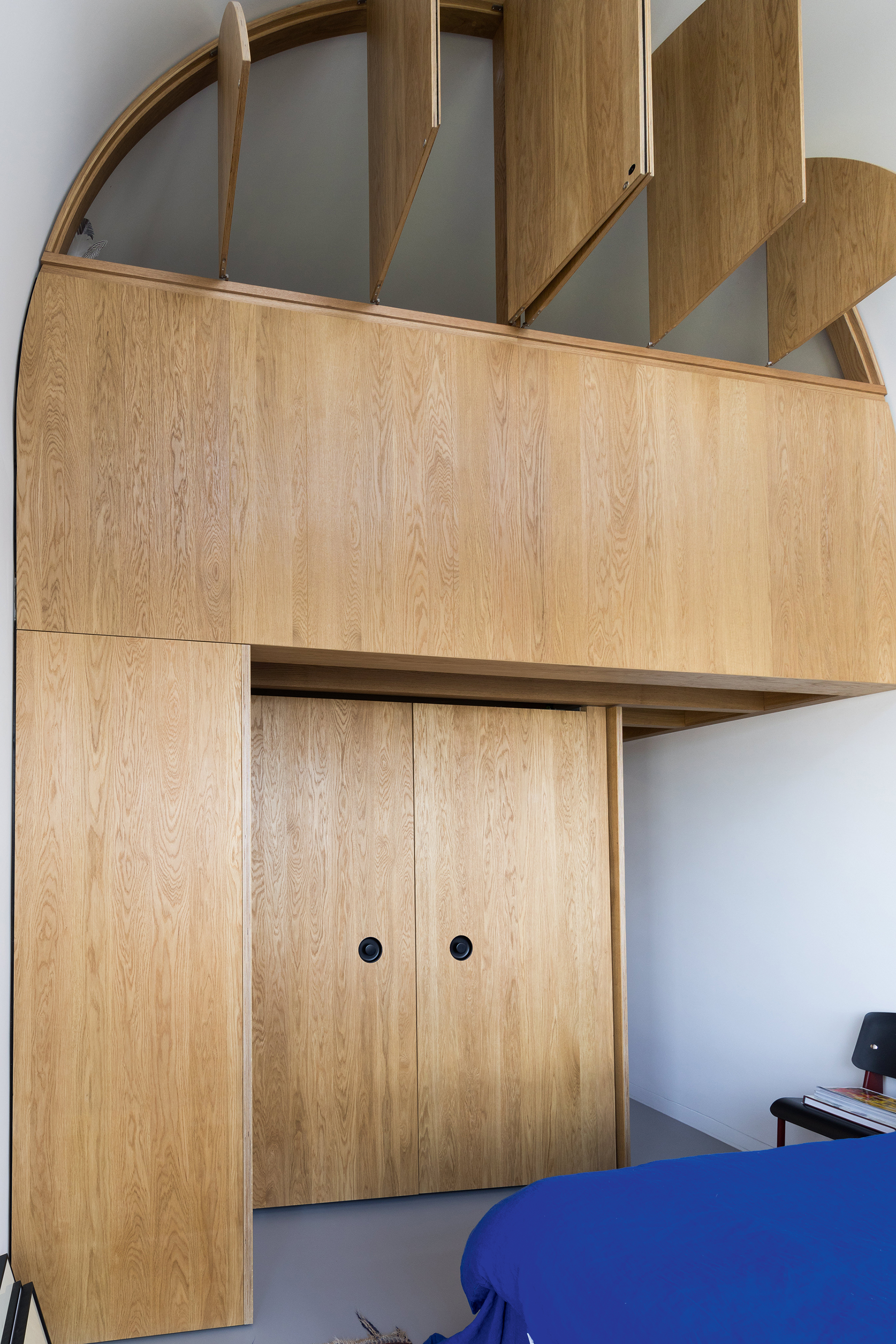Bedroom with oak mezzanine and shower room in Barbican flat