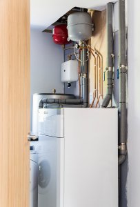Plant room with ground source heat pump