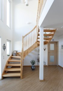 Open treads timber staircase