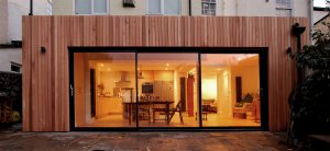 Contemporary extension to Georgian Townhouse in Bristol. Clad in timber