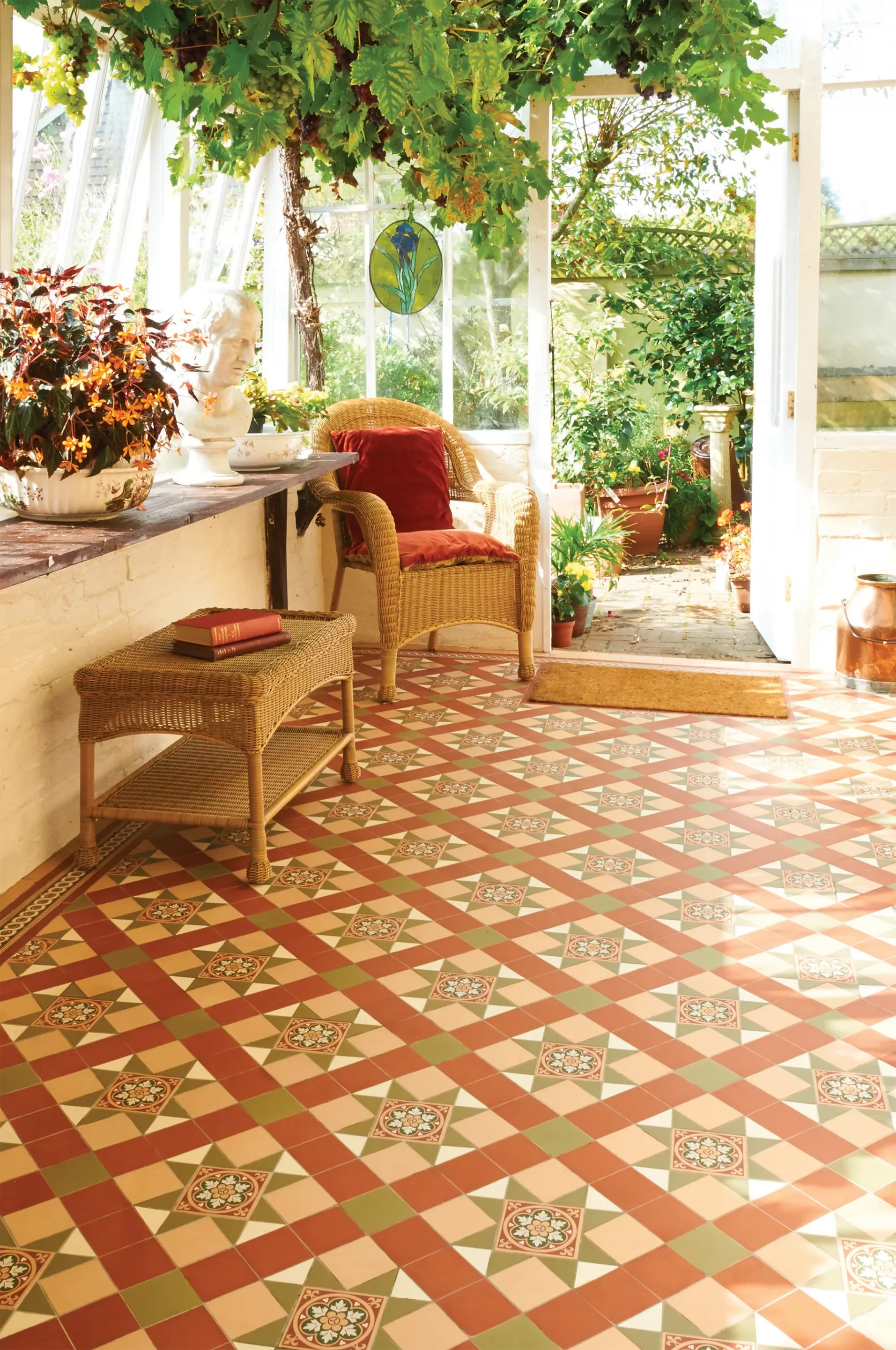 Colourful tiled flooring