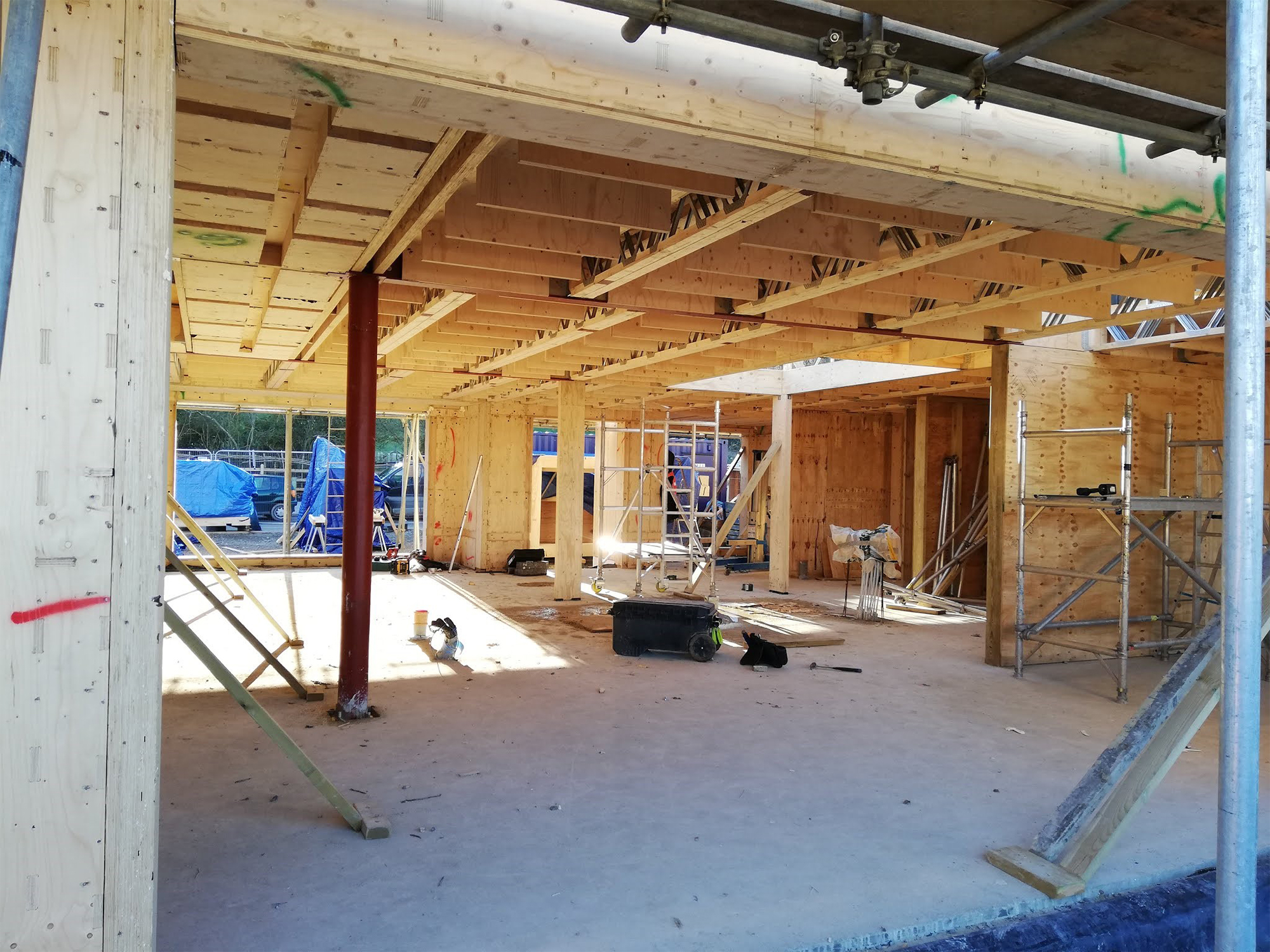 Interior of timber frame structure by Facit Homes