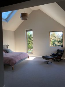 Master bedroom with skylight