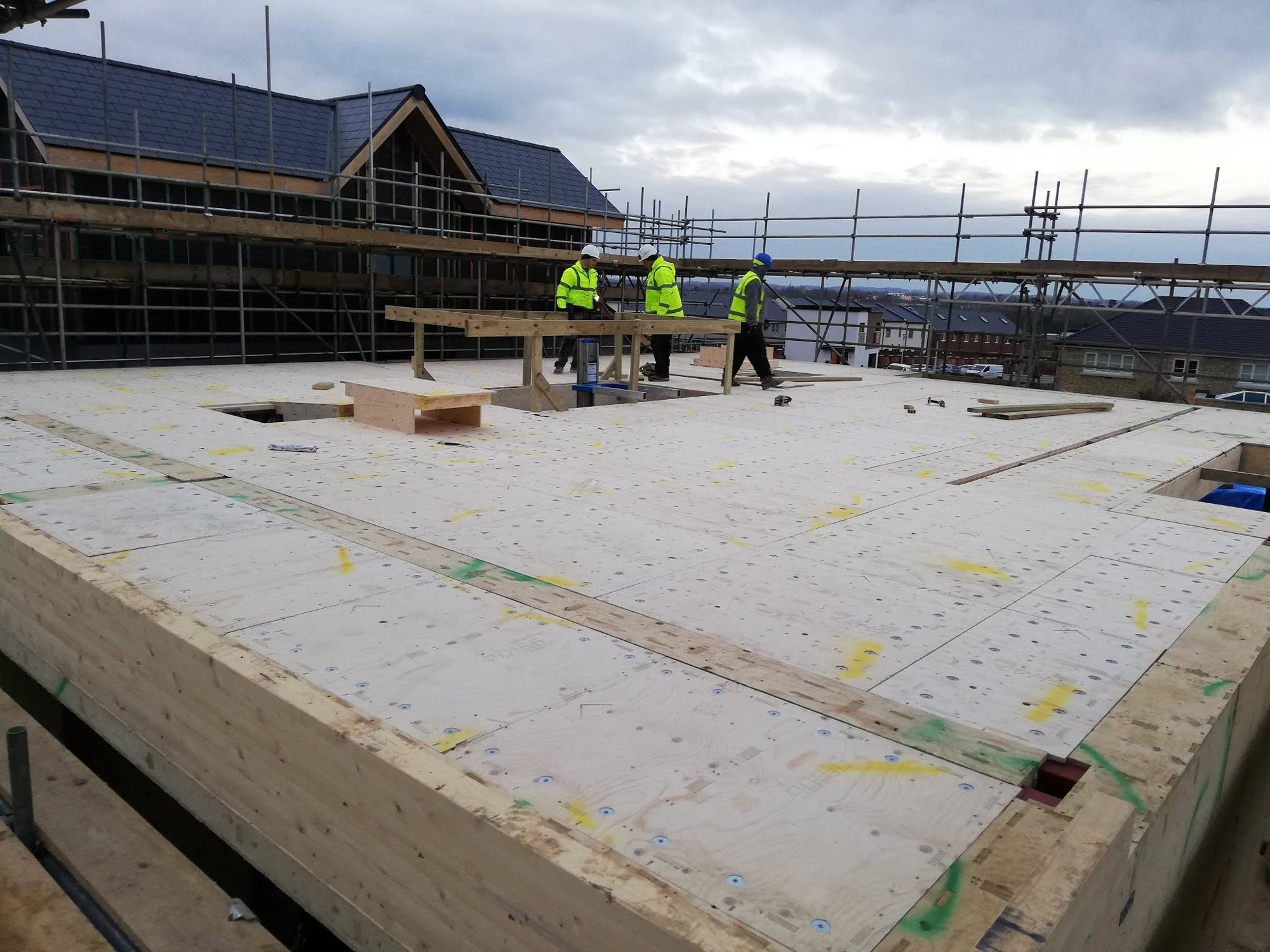 Facit Homes erecting the timber frame at Graven Hill Site