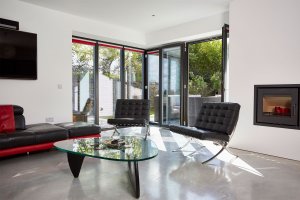 Living room with bifold doors