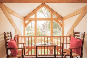 Glazing in Small oak frame cottage