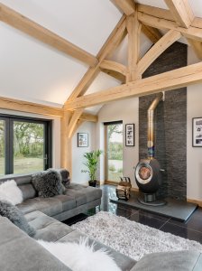 Oak frame home with exposed beams