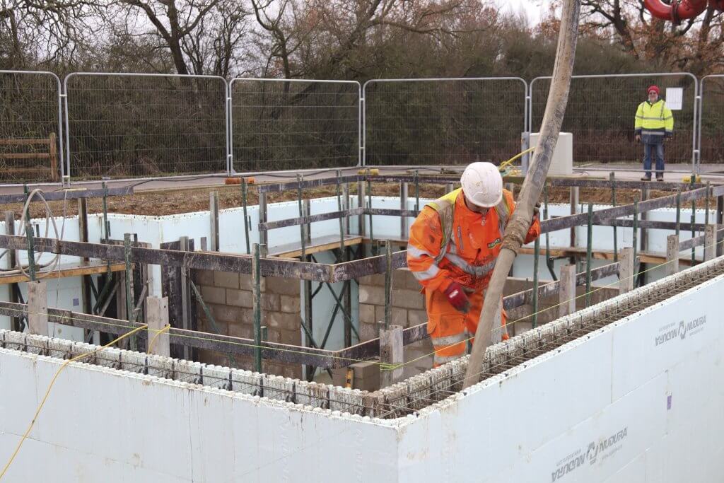 Concrete pour for the ICF basement walls