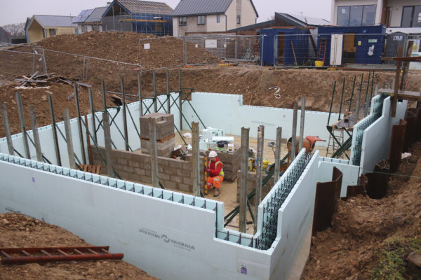 An ICF basement during construction