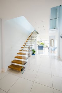 modern glass staircase