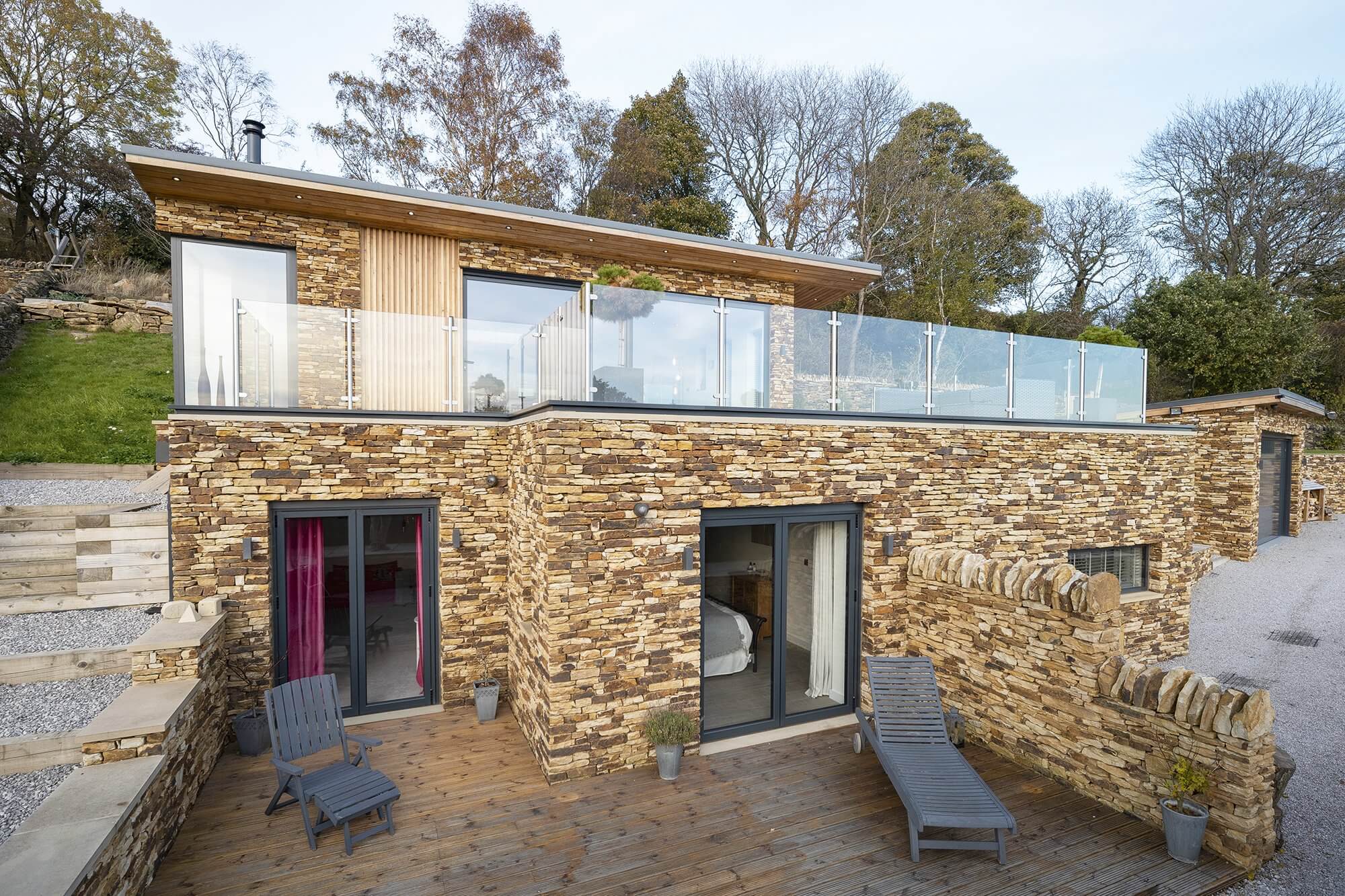 Contemporary brick and stone self build