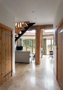 Exposed beam in open-plan-living area