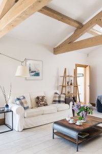 exposed beam sitting room