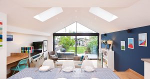 Large open-plan living area with sliding glass doors