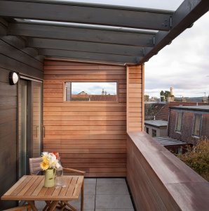 Timber covered balcony in Scottish property