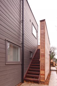 Cladding and external stairs