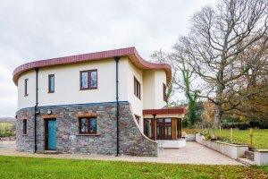 Exterior of bespoke, timber framed home