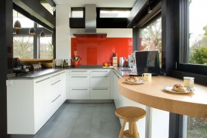 Minimalist kitchen with contemporary ironmongery