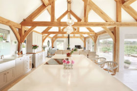 open plan oak frame kitchen