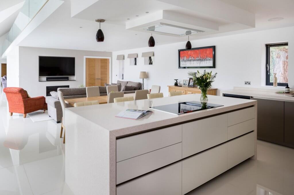 Open-plan family kitchen-living area in modern style