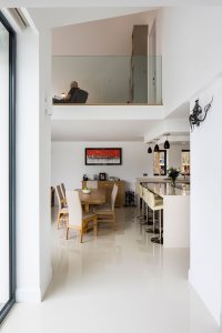Open-plan living space with mezzanine