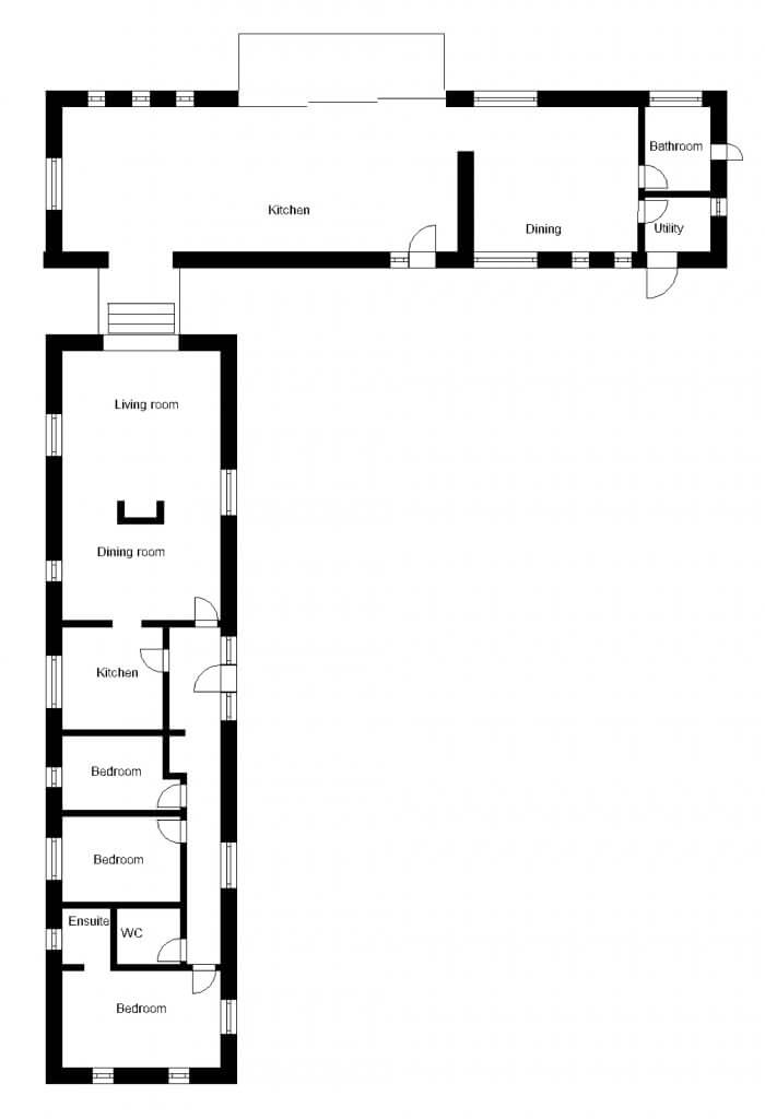 Open-plan extension floor-plan