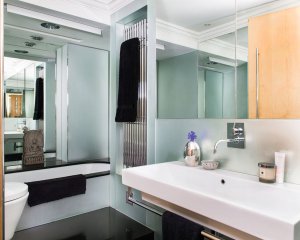 Contemporary bathroom in chapel conversion