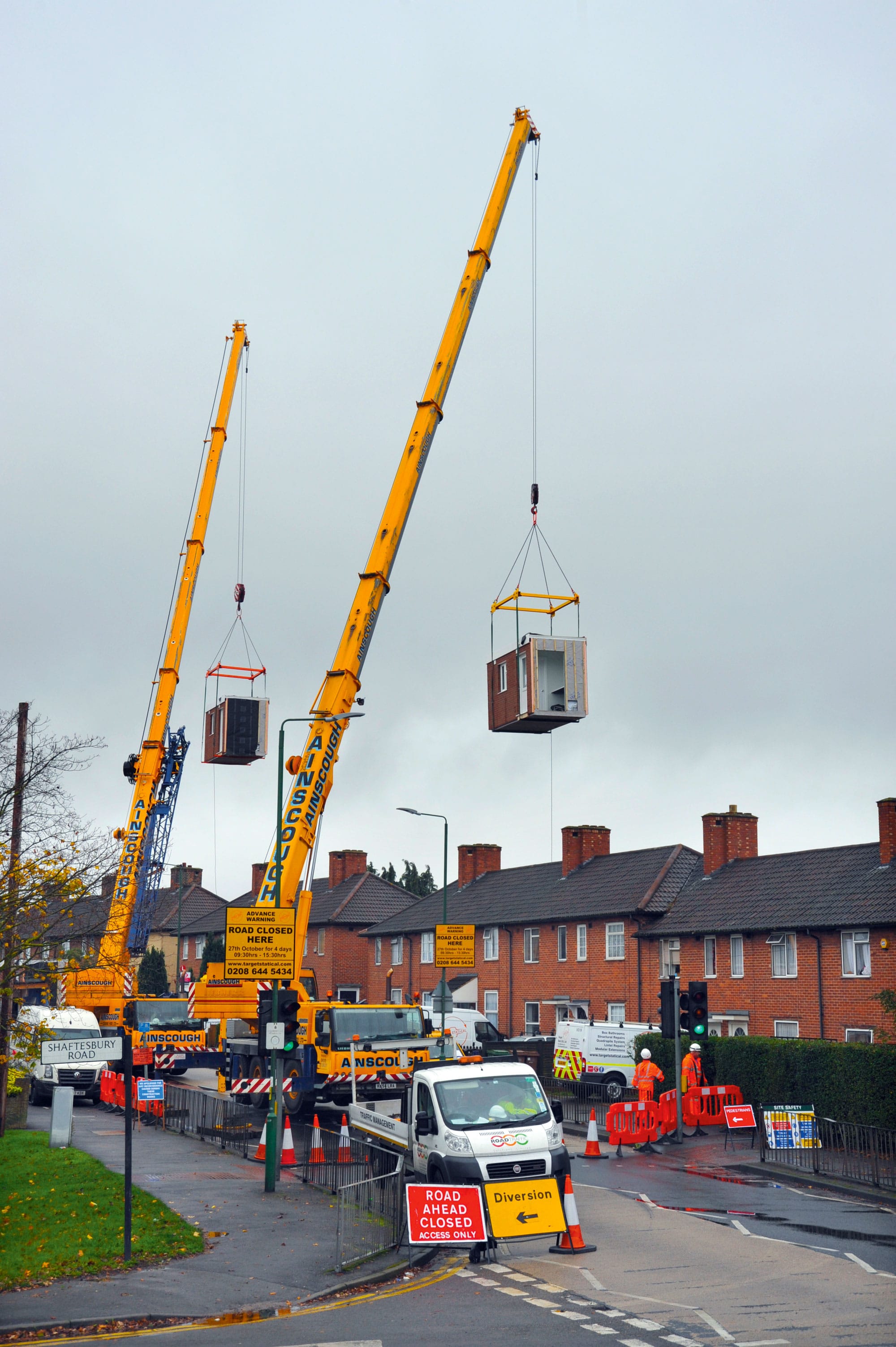 Prefab extension being lifted