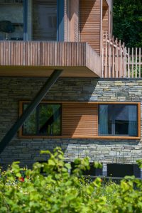 Contemporary masonry and timber clad house