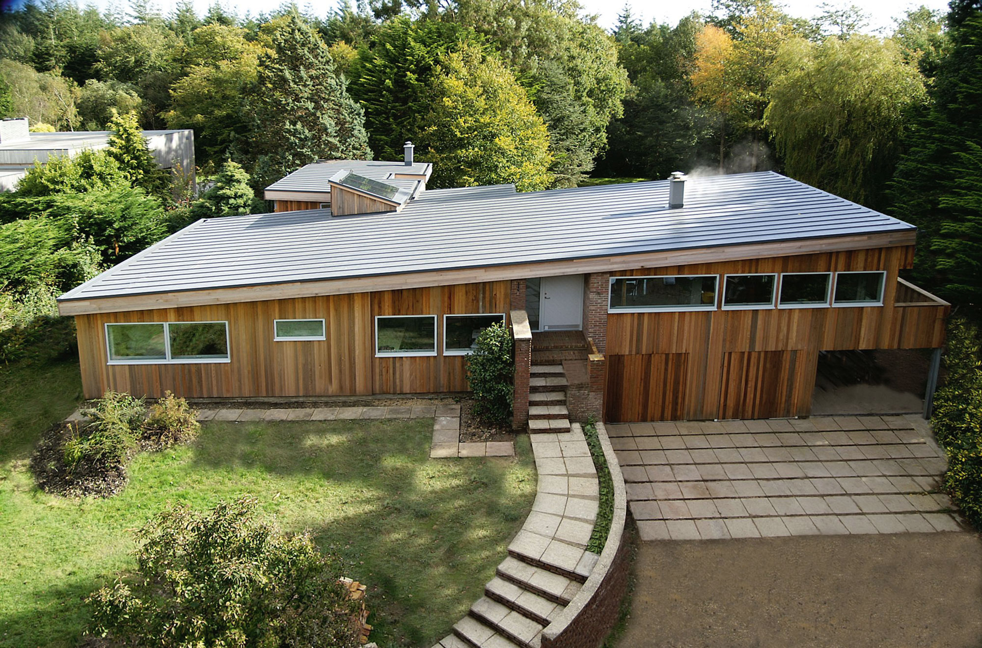 Clad home with flat roof