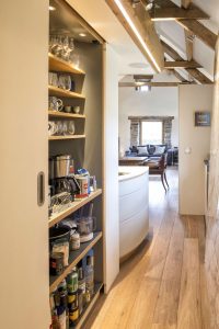 Open plan living space in cottage