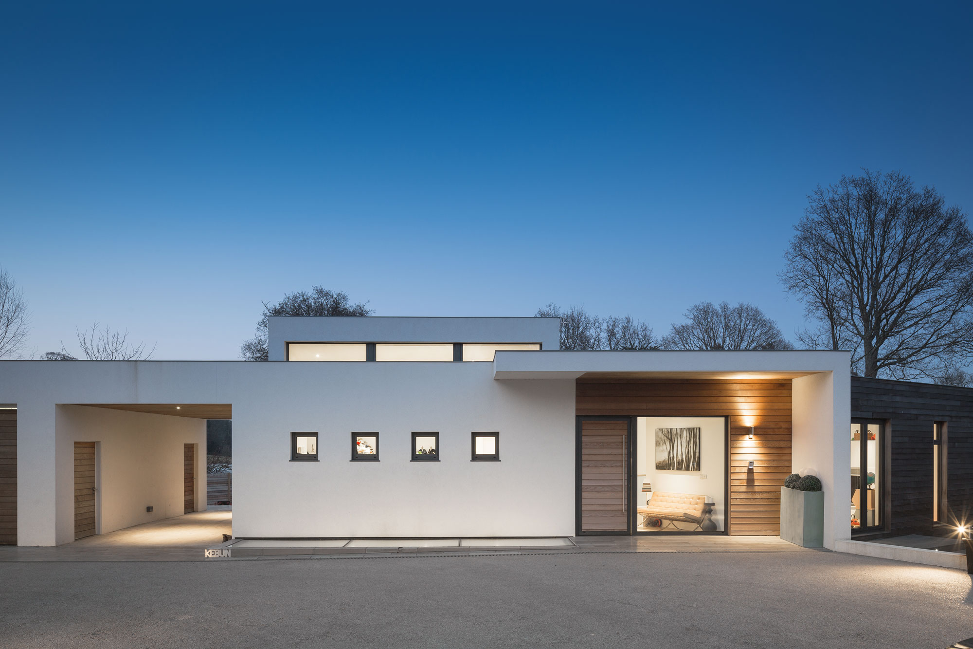 Contemporary home with flat roof