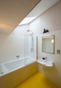 Modern bathroom with glazed skylight