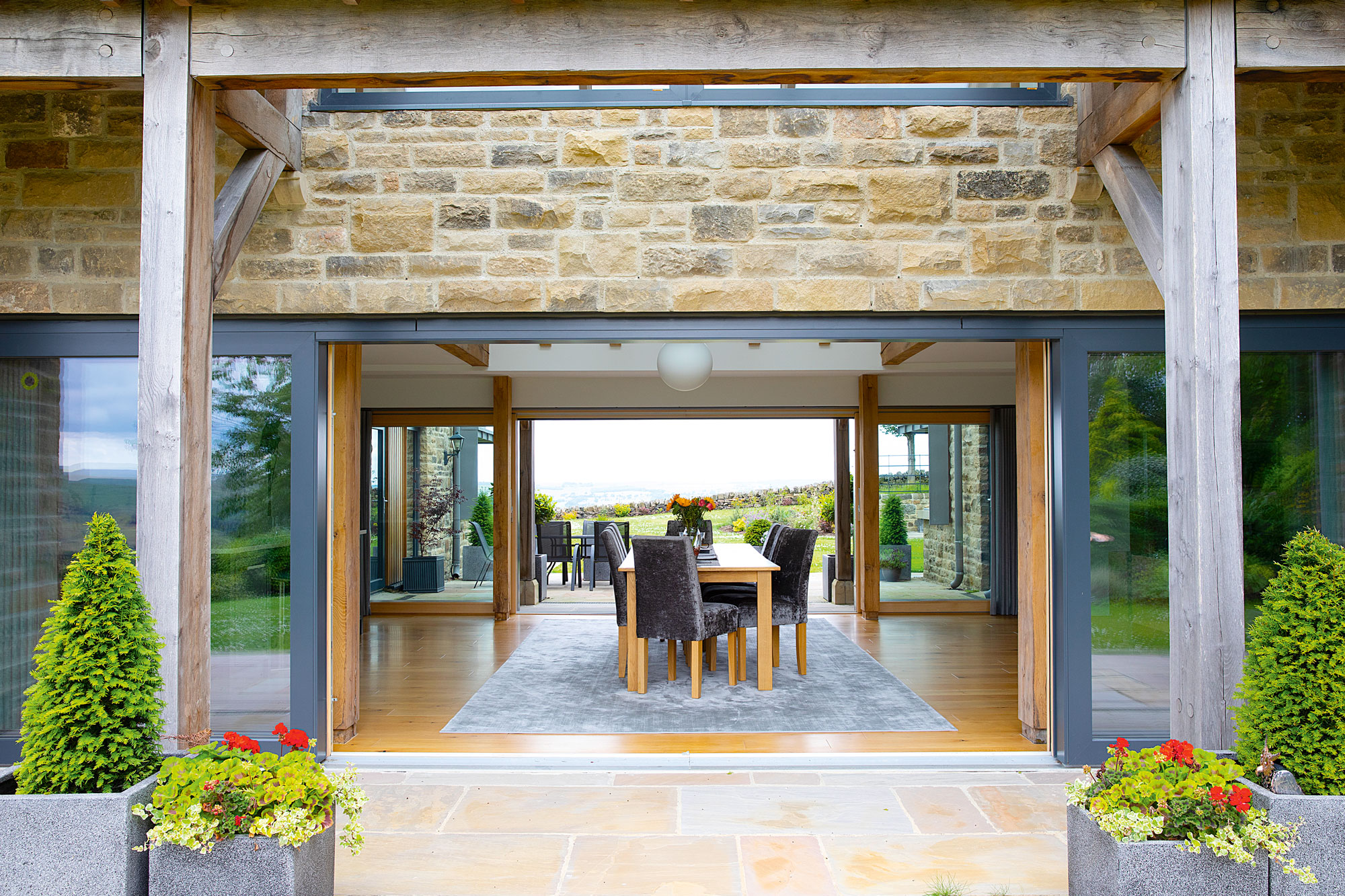 House with glazed doors