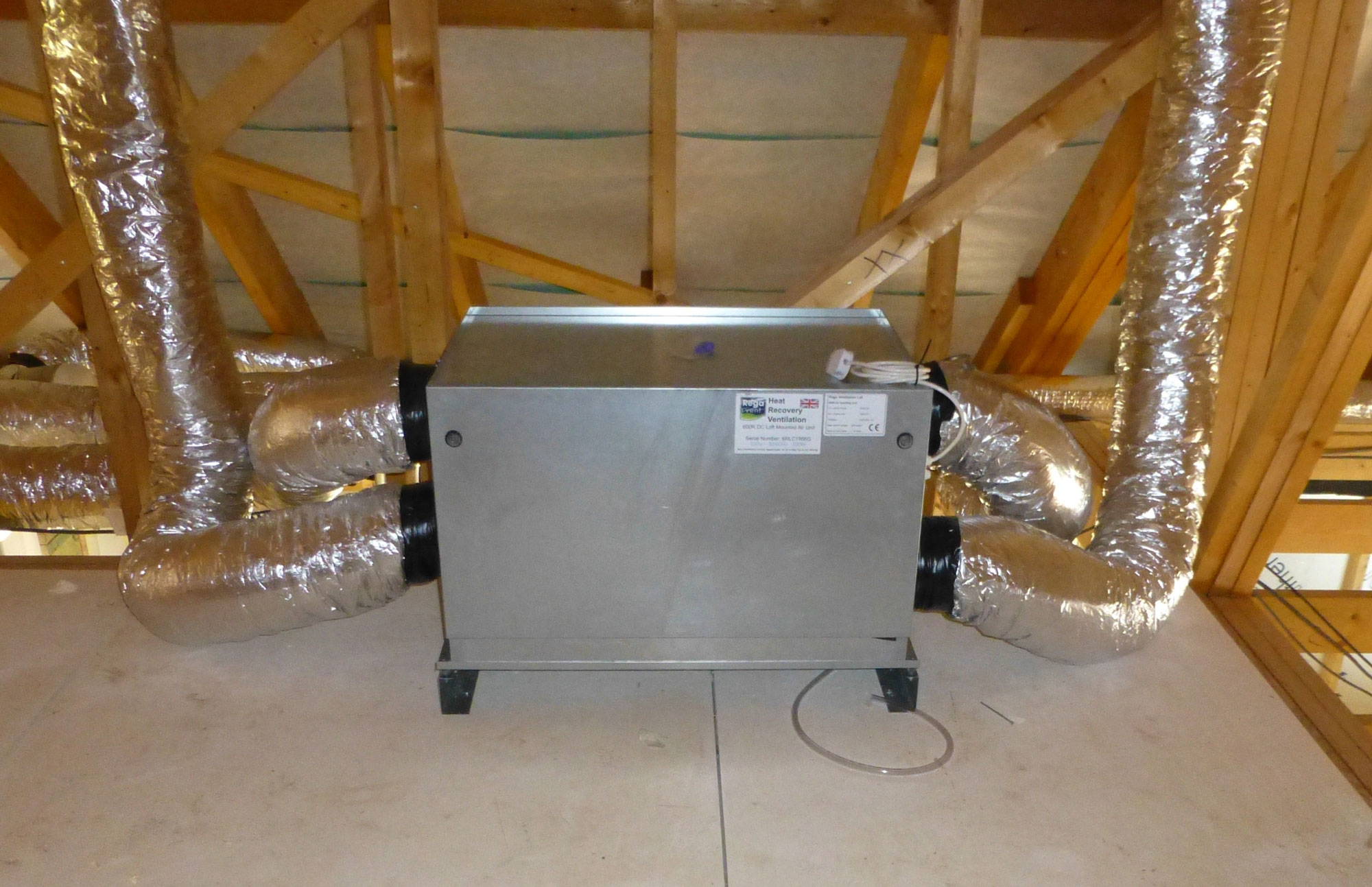 Mechanical ventilation heat recovery unit in a loft