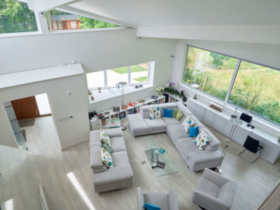 Open plan living area from birdseye