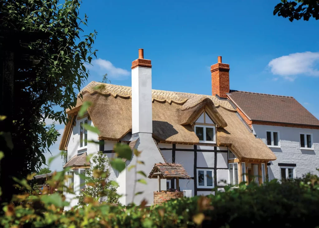 fire-damaged cottage renovated using lime render