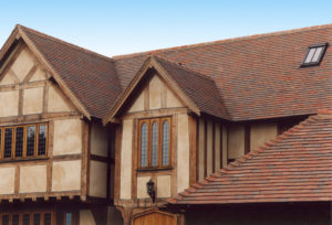Natural clay roof tiles and beams