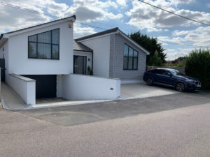 White-rendered contemporary house